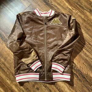 Kappa Brown Red Varsity Satin Full Zip Jacket Men's